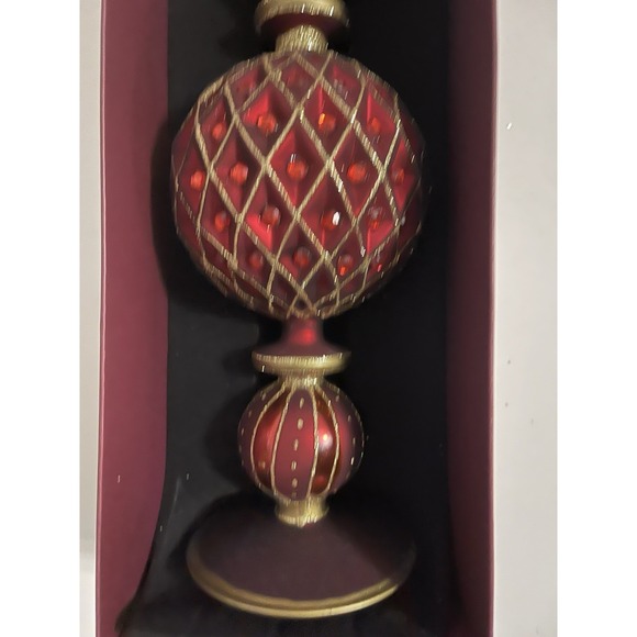 Classic Tidings Holiday Decor 15 Red/Gold Table Top or Christmas Tree Topper - Picture 2 of 4